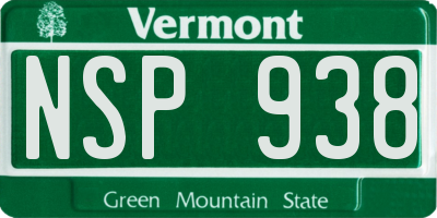 VT license plate NSP938