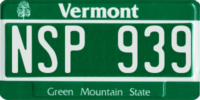 VT license plate NSP939