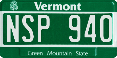 VT license plate NSP940