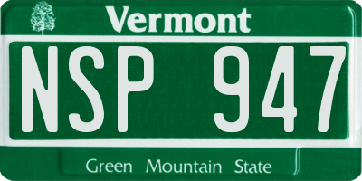 VT license plate NSP947