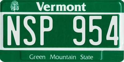 VT license plate NSP954