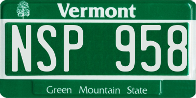 VT license plate NSP958