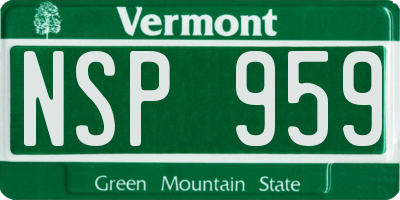 VT license plate NSP959