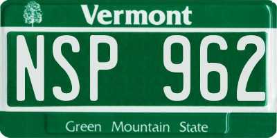 VT license plate NSP962