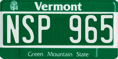 VT license plate NSP965