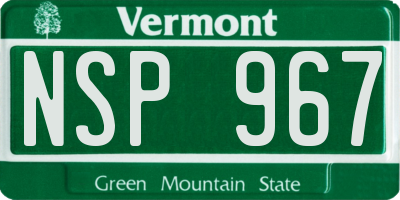 VT license plate NSP967