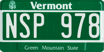 VT license plate NSP978
