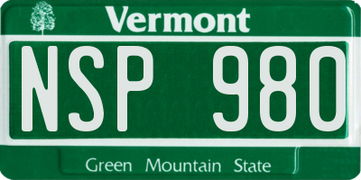VT license plate NSP980