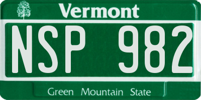 VT license plate NSP982