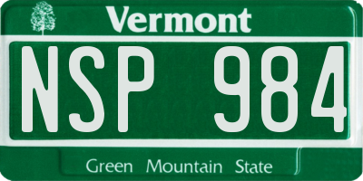 VT license plate NSP984