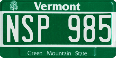 VT license plate NSP985