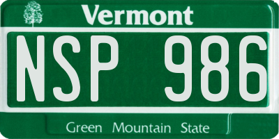VT license plate NSP986