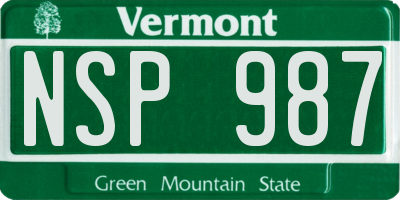 VT license plate NSP987