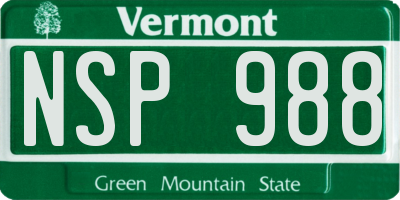 VT license plate NSP988