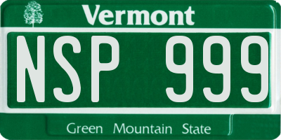 VT license plate NSP999