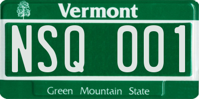 VT license plate NSQ001