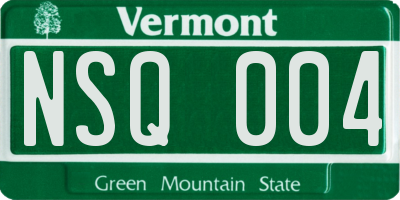 VT license plate NSQ004