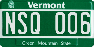 VT license plate NSQ006