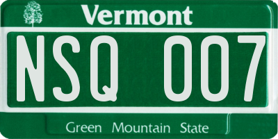 VT license plate NSQ007