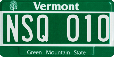 VT license plate NSQ010