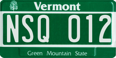 VT license plate NSQ012
