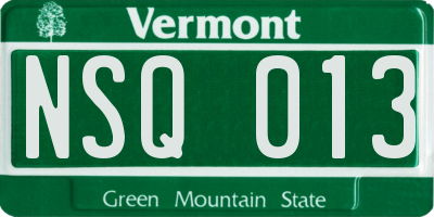 VT license plate NSQ013