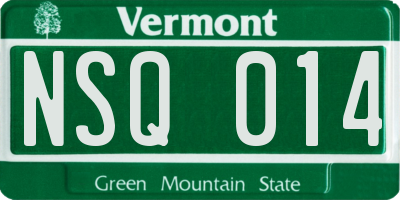 VT license plate NSQ014