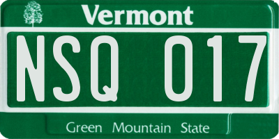VT license plate NSQ017