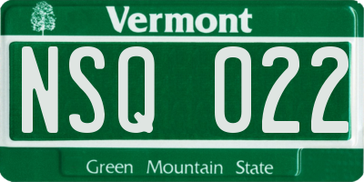 VT license plate NSQ022