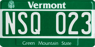 VT license plate NSQ023