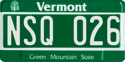 VT license plate NSQ026