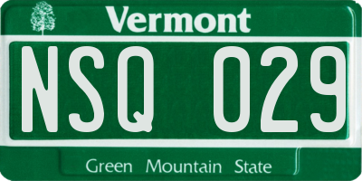 VT license plate NSQ029