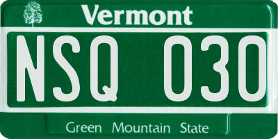 VT license plate NSQ030