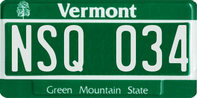 VT license plate NSQ034