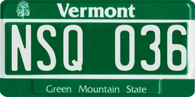 VT license plate NSQ036