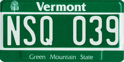 VT license plate NSQ039