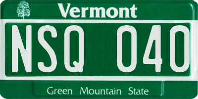 VT license plate NSQ040