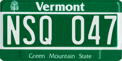 VT license plate NSQ047