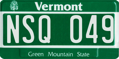VT license plate NSQ049