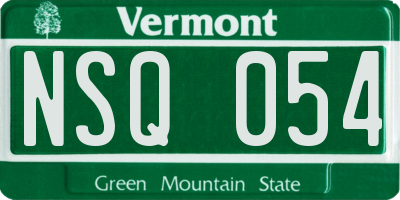 VT license plate NSQ054