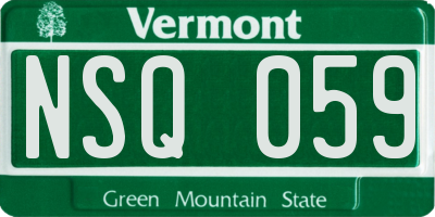VT license plate NSQ059