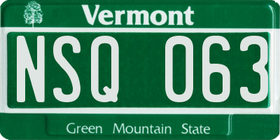 VT license plate NSQ063