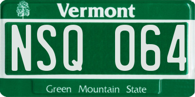 VT license plate NSQ064
