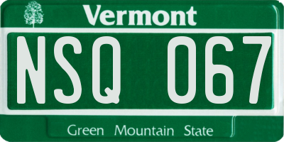VT license plate NSQ067