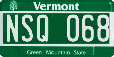 VT license plate NSQ068