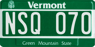 VT license plate NSQ070