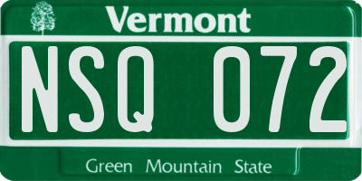 VT license plate NSQ072
