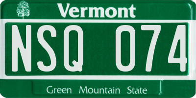 VT license plate NSQ074