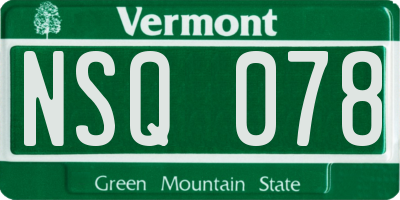 VT license plate NSQ078