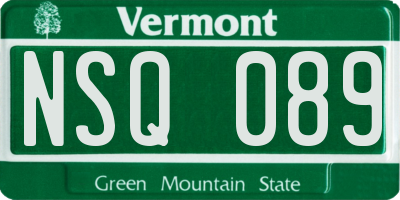 VT license plate NSQ089